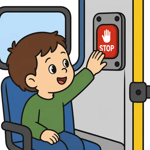 Piktogram AAC: przycisk stop w autobusie