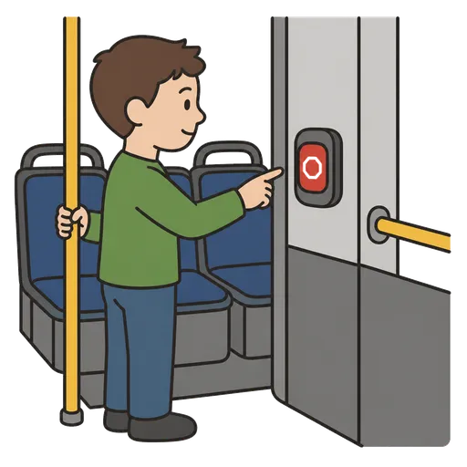 AAC-Piktogramm: Stoppknopf im Bus