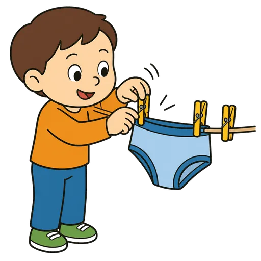 Pictograma CAA: sujetar pinzas de la ropa a la ropa interior