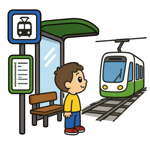 Piktogram AAC: przystanek tramwajowy