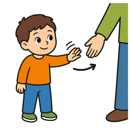 Pittogramma CAA: lascia la mia mano