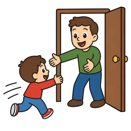 AAC-Piktogramm: Freude, wenn Papa zurückkommt