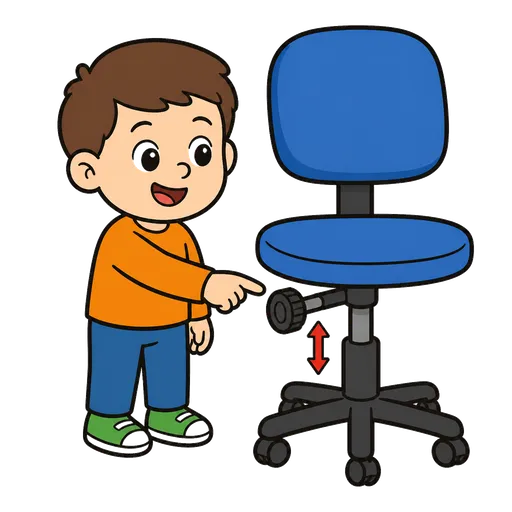 Piktogram AAK: nastavitelné (židle s ovládacím knoflíkem výšky)