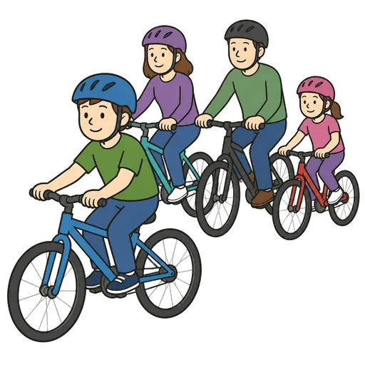 Piktogram AAC: rodzinna wycieczka rowerowa