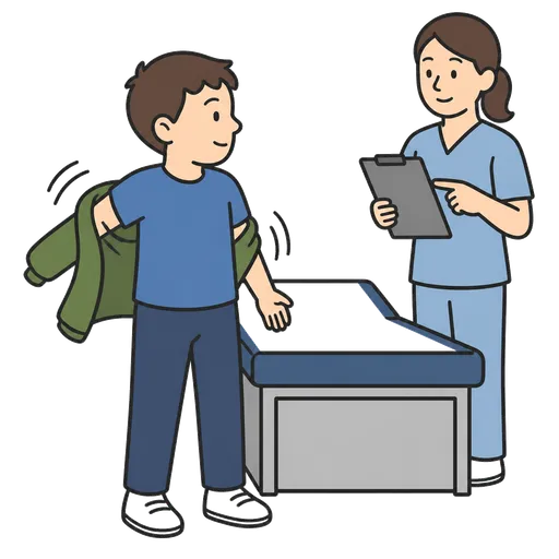 Pictograma CAA: desvestirse para un examen
