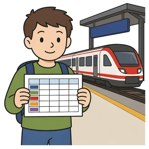 Pittogramma CAA: train timetable