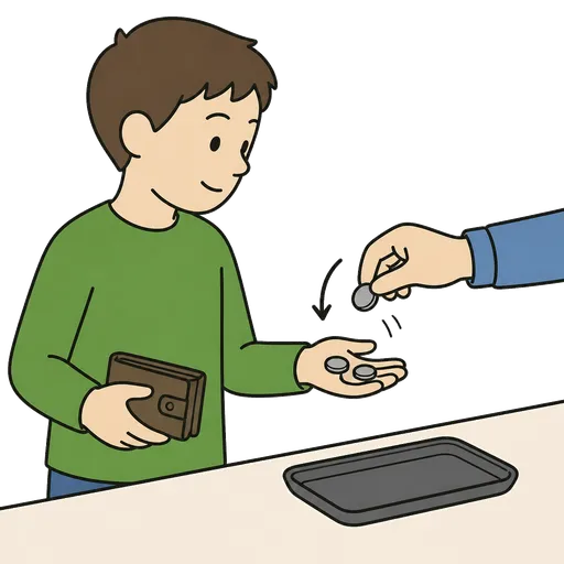 Pictograma CAA: cambiar dinero por monedas pequeñas