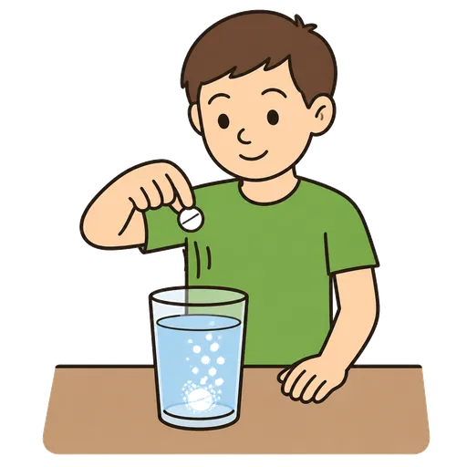 Pictograma CAA: Disolver una tableta en agua