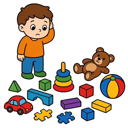 AAC-Piktogramm: verstreute Spielzeuge