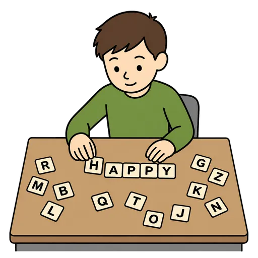 AAC-Piktogramm: Wort aus verstreuten Buchstaben