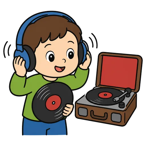 AAC pictogram: listening to vinyl record