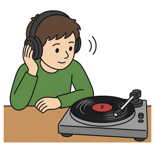 AAC pictogram: Listening to a vinyl record