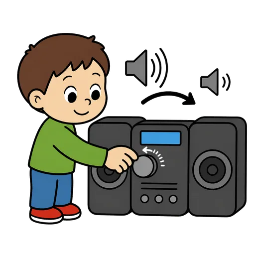 Piktogram AAC: ścisz muzykę