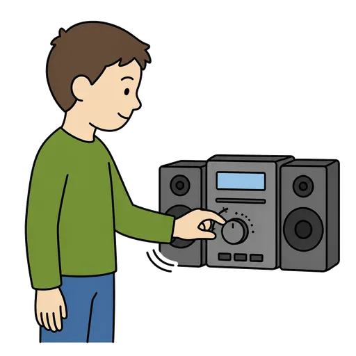 Piktogram AAC: ścisz muzykę