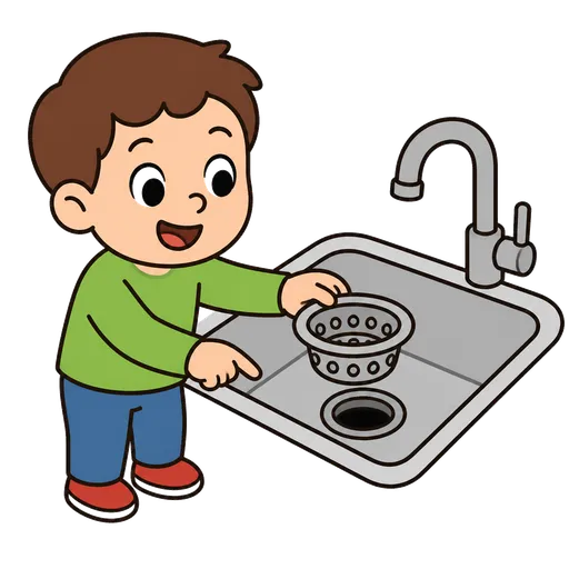 AAC-Piktogramm: Sieb im Waschbecken