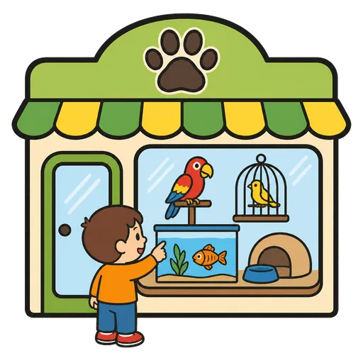 Piktogram AAC: sklep zoologiczny