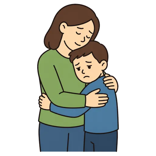 Pictogramme CAA : prendre dans ses bras l’enfant triste