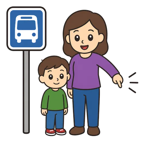 Piktogram AAK: stůj vedle mě na zastávce autobusu