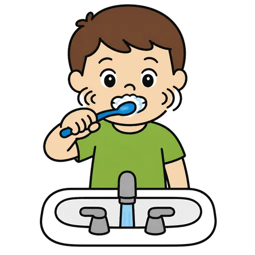 Pittogramma CAA: spazzolare i denti con movimenti circolari
