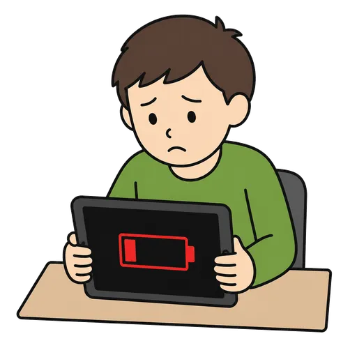 Piktogram AAC: tablet się rozładował