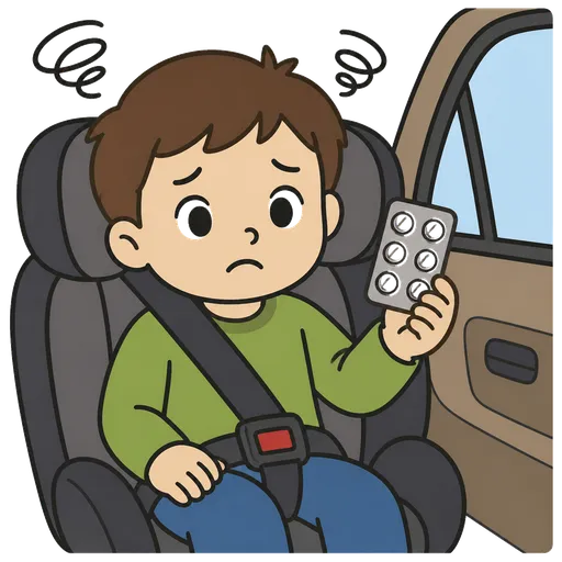 Piktogram AAC: tabletki na chorobę lokomocyjną