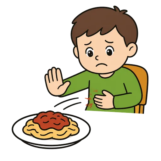 AAC-Piktogramm: Mein Bauch tut mir nach diesem Essen weh.