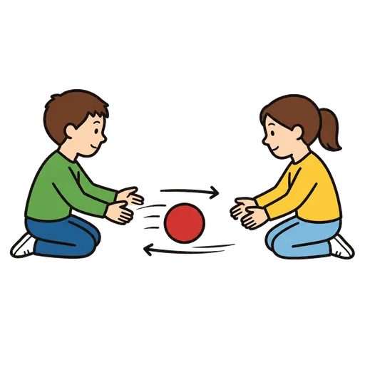 Pictogramme CAA : faire rouler une balle d’avant en arrière à deux