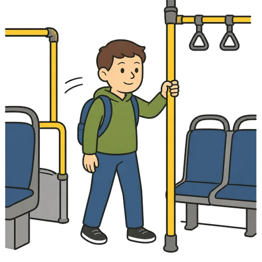 Pittogramma CAA: tenere il corrimano sull’autobus