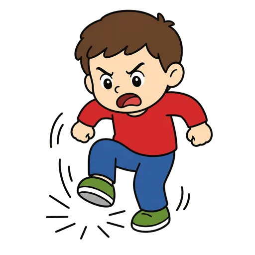 Pittogramma CAA: dare colpi ai piedi aiuta a scacciare la rabbia