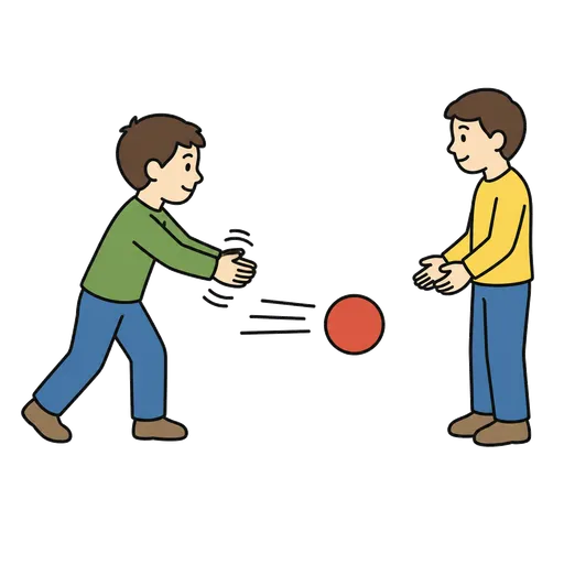 Pictograma CAA: rueda una pelota a otra persona