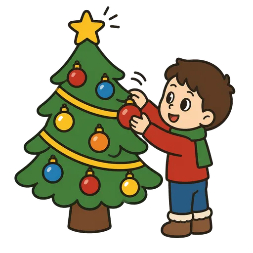 AAC-Piktogramm: Weihnachtsbaum schmücken