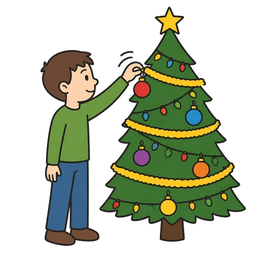 AAC pictogram: decorating Christmas tree