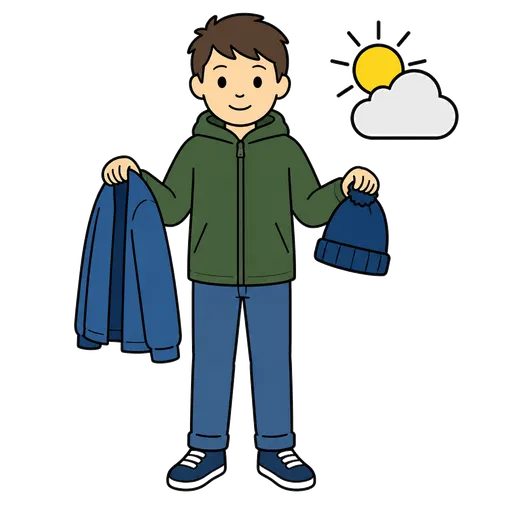 AAC-Piktogramm: Kleidung für das Wetter geeignet