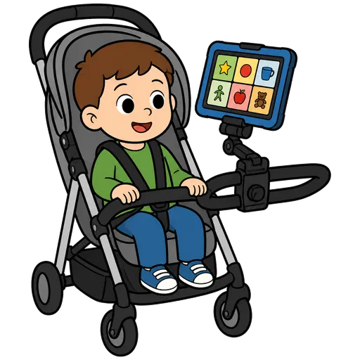 Pictograma CAA: soporte para dispositivo de comunicación en un cochecito