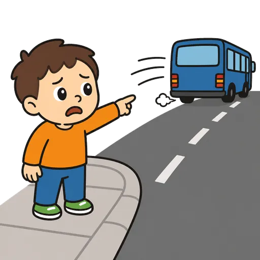 AAC-Piktogramm: Der Bus fuhr ohne uns ab.
