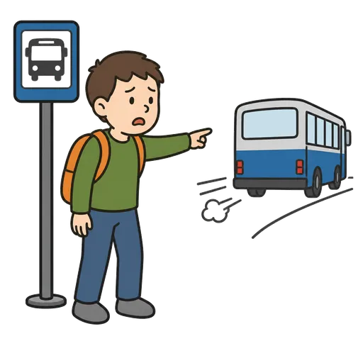 Piktogram AAC: uciekł nam autobus