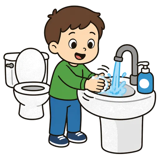 Pittogramma CAA: lavati le mani dopo aver usato il bagno