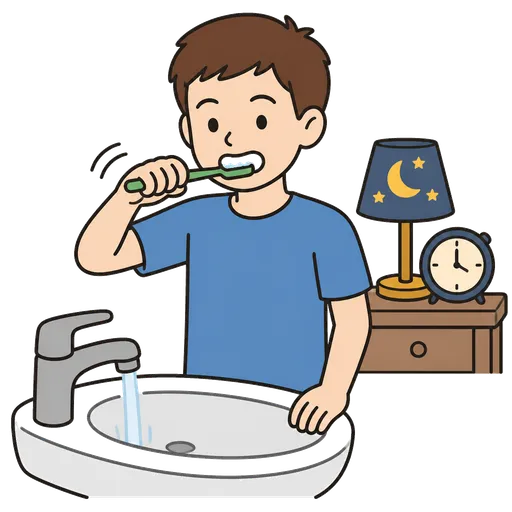Pittogramma CAA: lavare i denti prima di andare a dormire