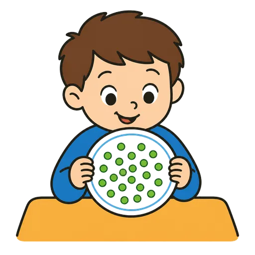 AAC pictogram: peas with polka dots