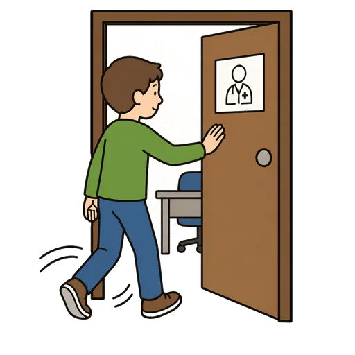 Piktogram AAC: wejdź do gabinetu