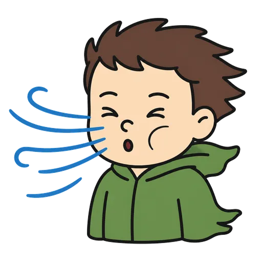 Piktogram AAC: wiatr w twarz