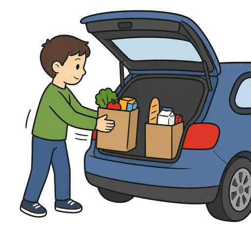 Pictograma CAA: colocando las compras en la cajuela