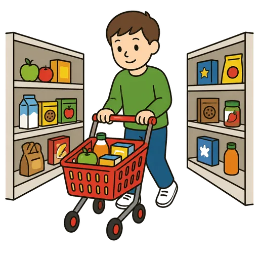 Pittogramma CAA: carrello della spesa per bambini