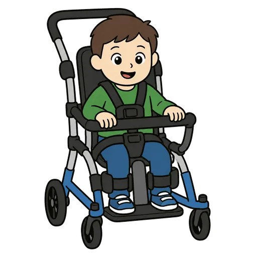 Pittogramma CAA: passeggino per camminare con riabilitazione