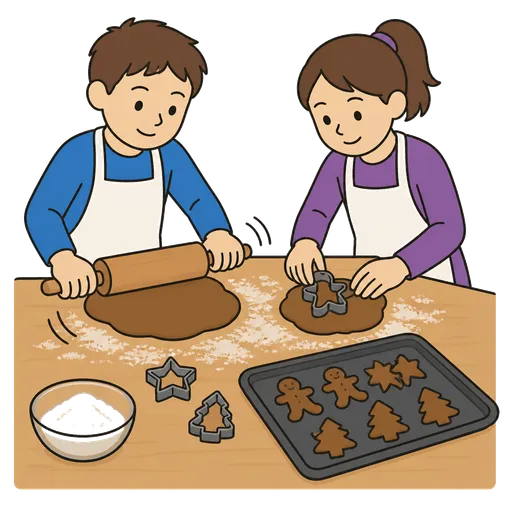 AAC pictogram: baking gingerbread together