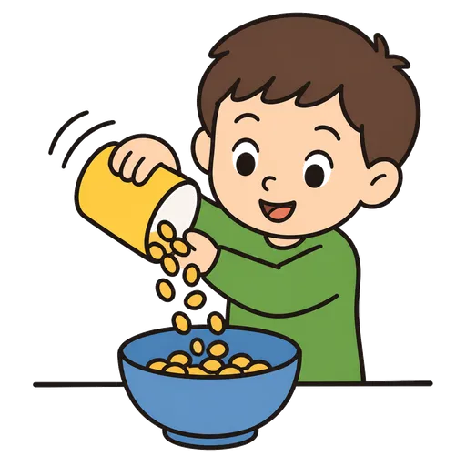 AAC-Piktogramm: Gib das Müsli in eine Schüssel