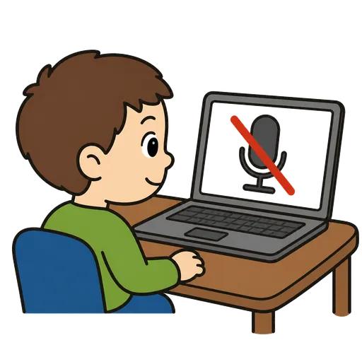 Piktogram AAK: vypnout mikrofon během online lekce