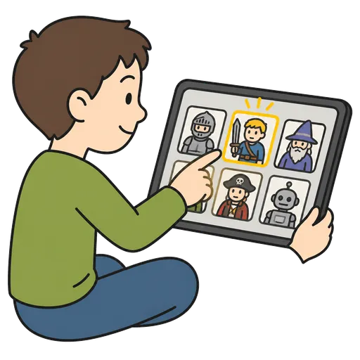 Pictogramme CAA : Choisir un personnage dans un jeu
