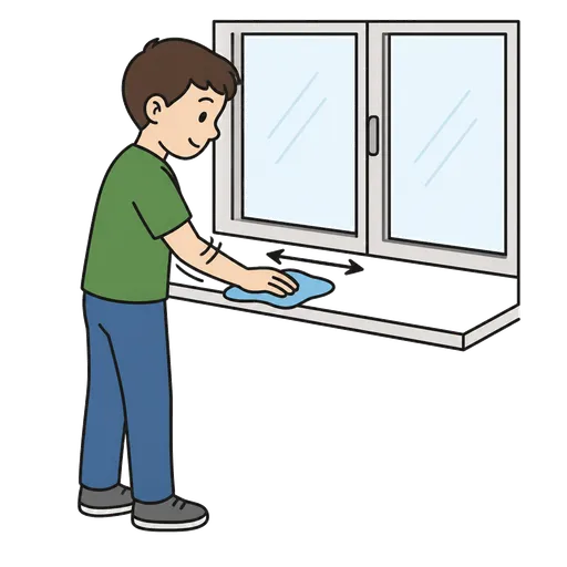Piktogram AAC: wycierać parapet