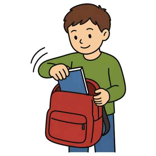 AAC-Piktogramm: Nimm es aus dem Rucksack raus